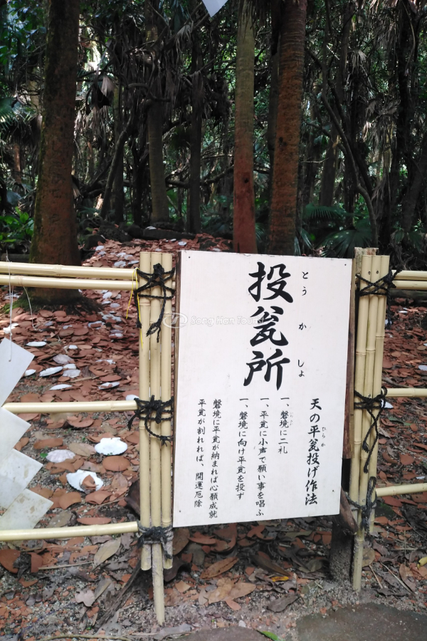 Cầu may bằng cách đập vỡ đĩa gốm tại đền Aoshima, Nhật Bản